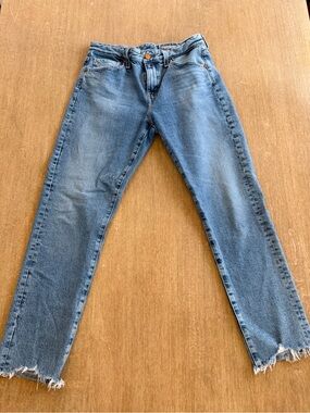 AG Light Blue Ex-Boyfriend Slim Contour 360 Raw Hem Jeans size 26R